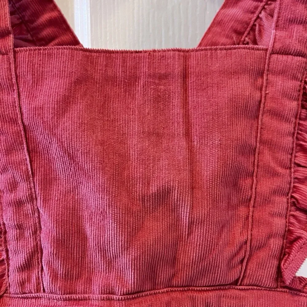 Rufflebutts Corduroy Cross-Back Jumper Dress Ruffle Straps Pink Girls Size 4T